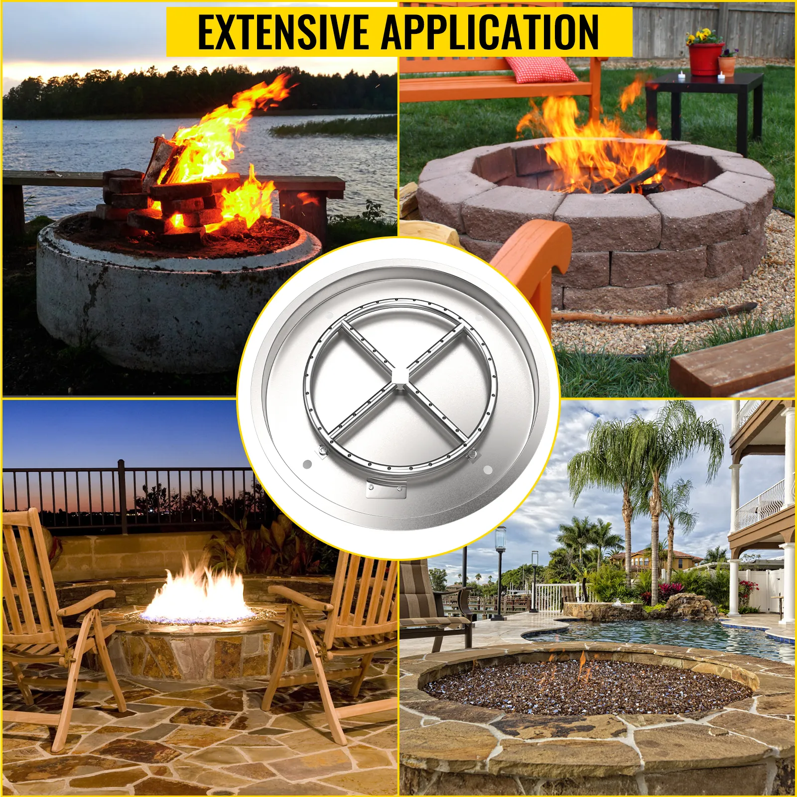 VEVOR fire pit burner showcasing various fire pit designs for extensive applications.