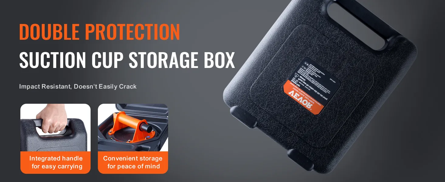 suction cup storage box with integrated handle and impact resistance for VEVOR glass suction cup.