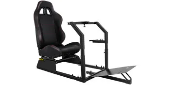Asiento y marco de simulador de carreras VEVOR con componentes ajustables.