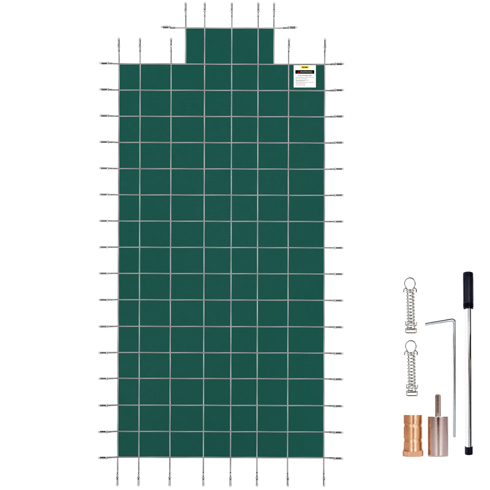 VEVOR pool safety cover with installation tools and hardware included.