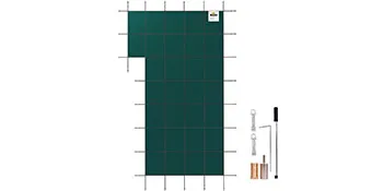 green VEVOR pool safety cover with included installation accessories on white background.