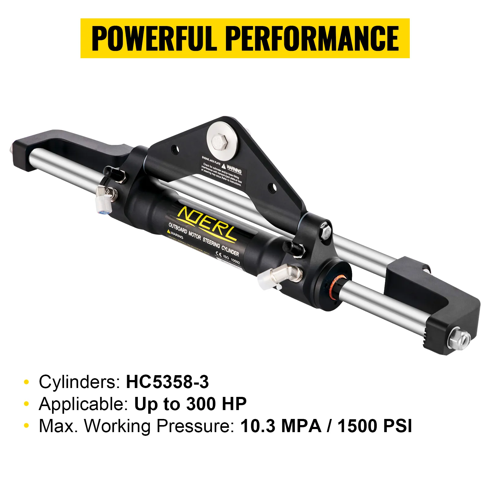 VEVOR hydraulic steering cylinder, hc5358-3 for up to 300 hp, 10.3 mpa / 1500 psi.