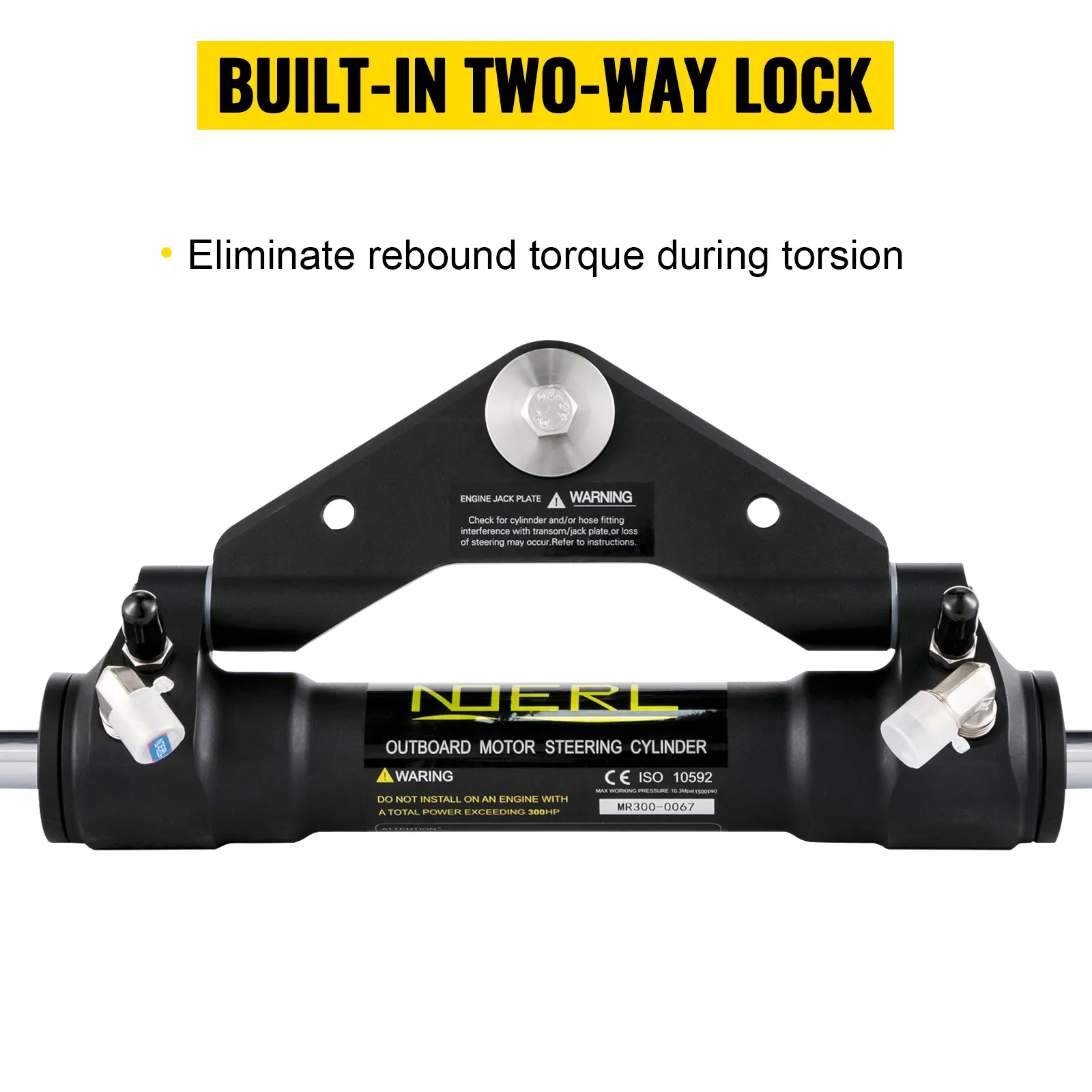 VEVOR hydraulic steering cylinder with built-in two-way lock and torque elimination.