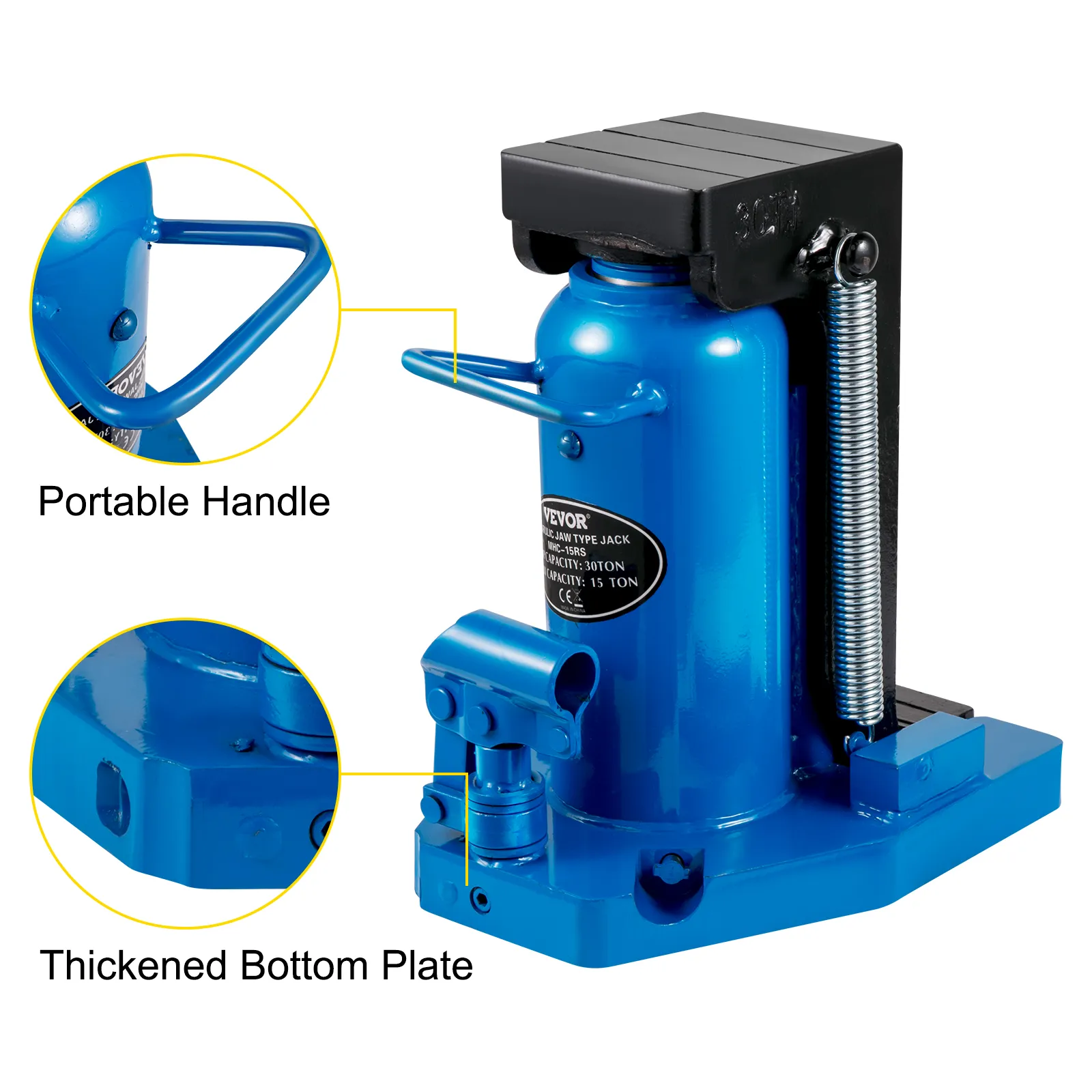 Gato hidráulico de uña VEVOR con mango portátil y placa inferior engrosada.