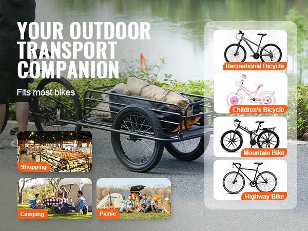 Foldable Bike Cargo Trailer - 60kg Load Capacity Heavy-Duty Bicycle Trailer Cargo With Universal Hitch For Shopping Traveling And Carrying Stuff