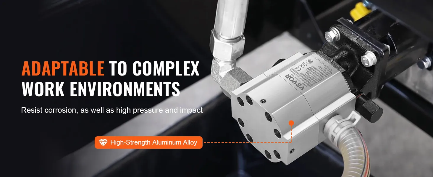 VEVOR hydraulic log splitter pump in high-strength aluminum alloy, adaptable to complex work environments.