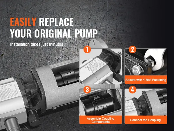 easily replace your original pump with VEVOR log splitter pump kit, installation in minutes.