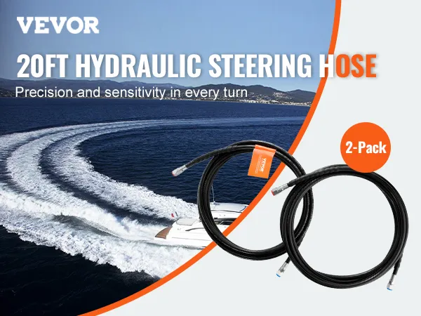 VEVOR hydraulic steering hose 20ft, 2-pack for precise marine navigation.