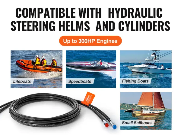 VEVOR hydraulic steering hose compatible with lifeboats, speedboats, fishing boats, small sailboats.