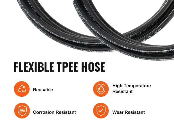 flexible tpee hose with high temperature, corrosion, and wear resistance; reusable for multiple uses.