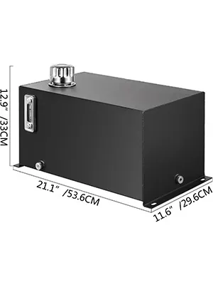VEVOR hydraulic fluid tank - black, metal, dimensions: 21.1"x11.6"x12.9".