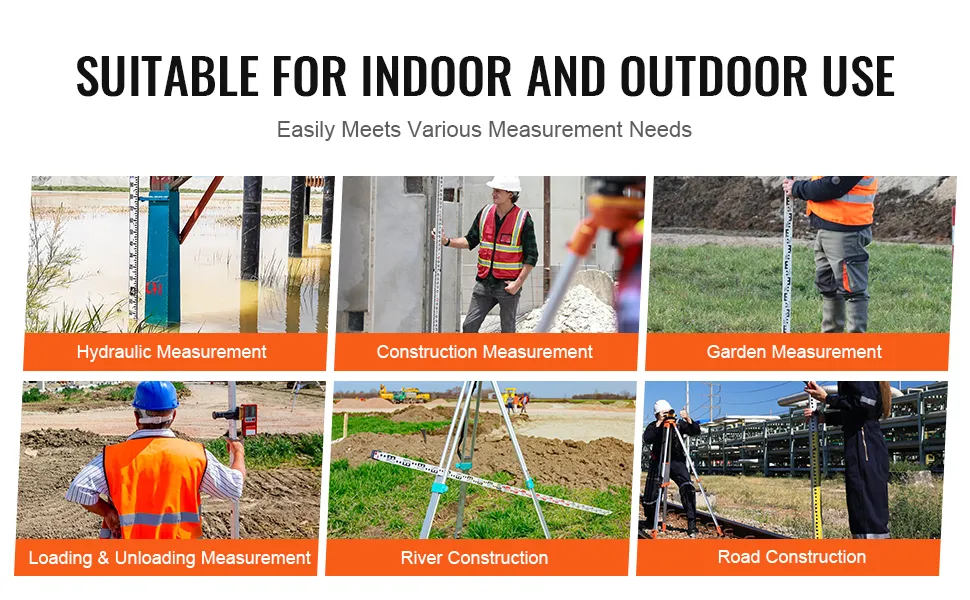 VEVOR measuring rod for hydraulic, construction, garden, loading, river, and road measurements.