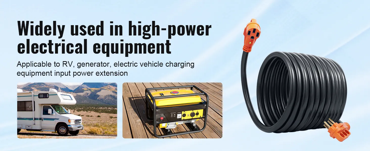 Cable de extensión VEVOR rv para equipos eléctricos de alta potencia, aplicable a rv, generador, carga ev.