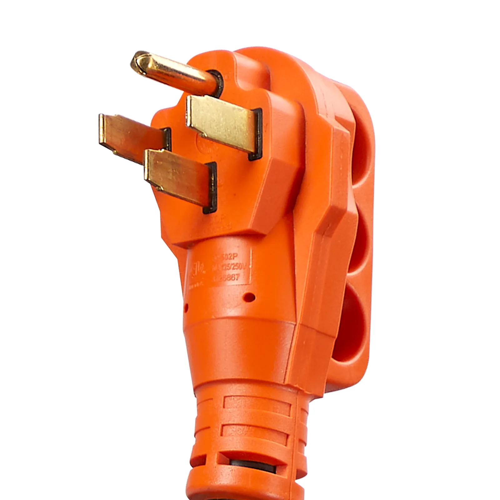 Cable de extensión para RV VEVOR color naranja con tres clavijas doradas y diseño duradero.