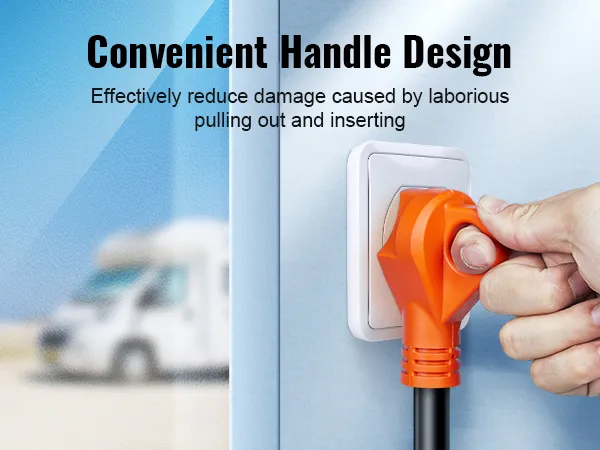 Conexión manual del cable de extensión VEVOR rv con diseño de mango cómodo y reducción de daños efectiva.
