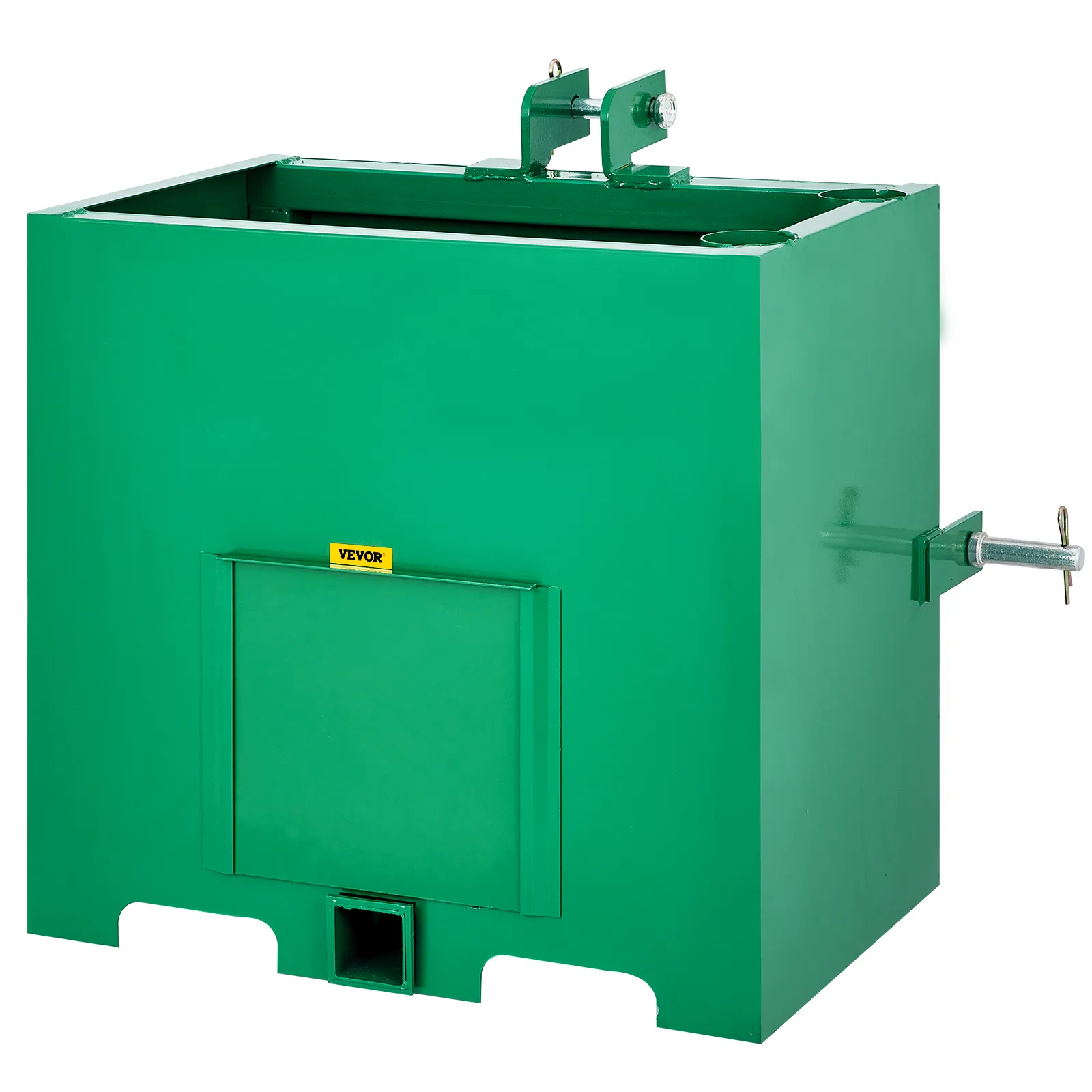 VEVOR 3 point ballast box in green for tractor stability and weight distribution.