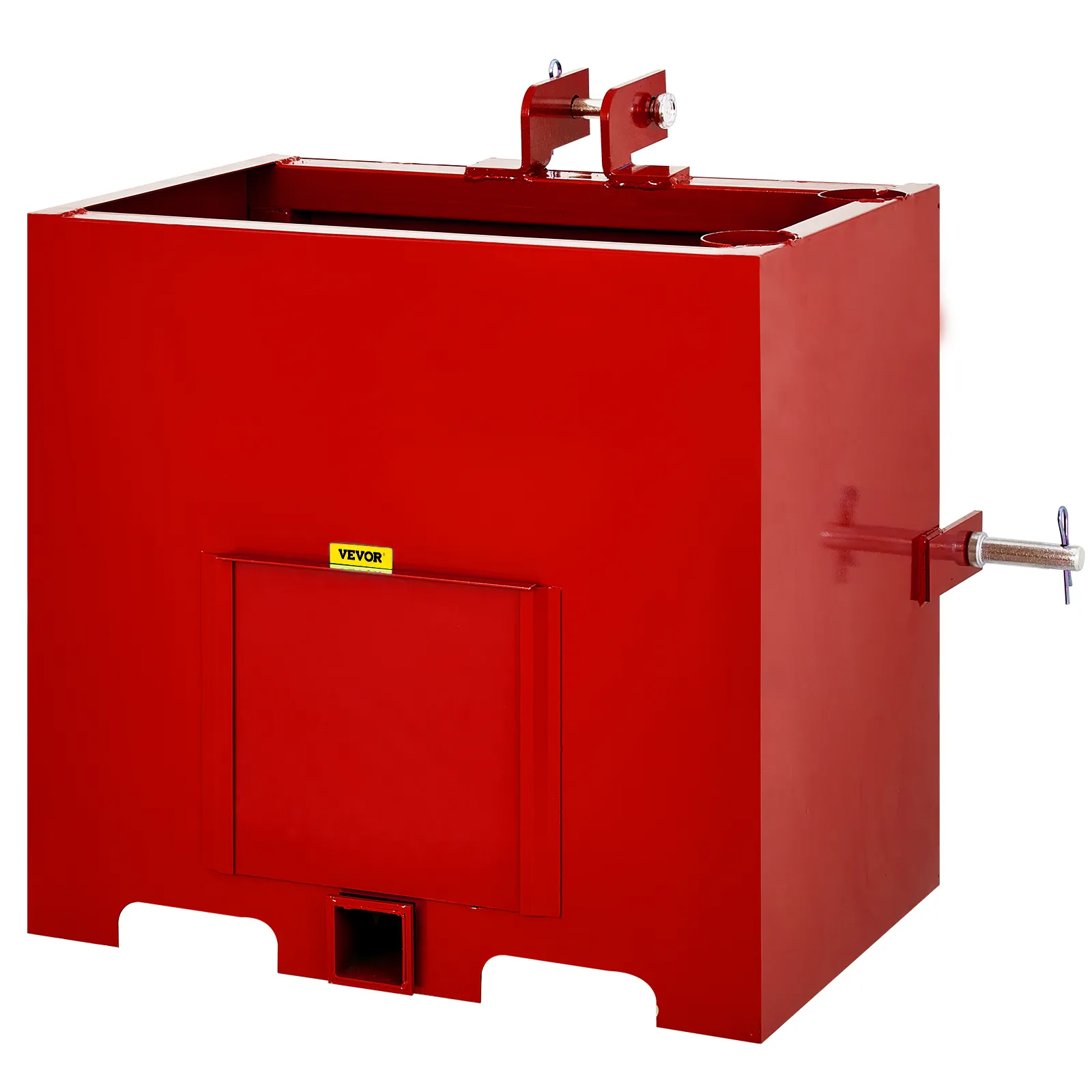Caja de lastre de 3 puntos VEVOR, construcción de metal rojo con ganchos de fijación y etiqueta