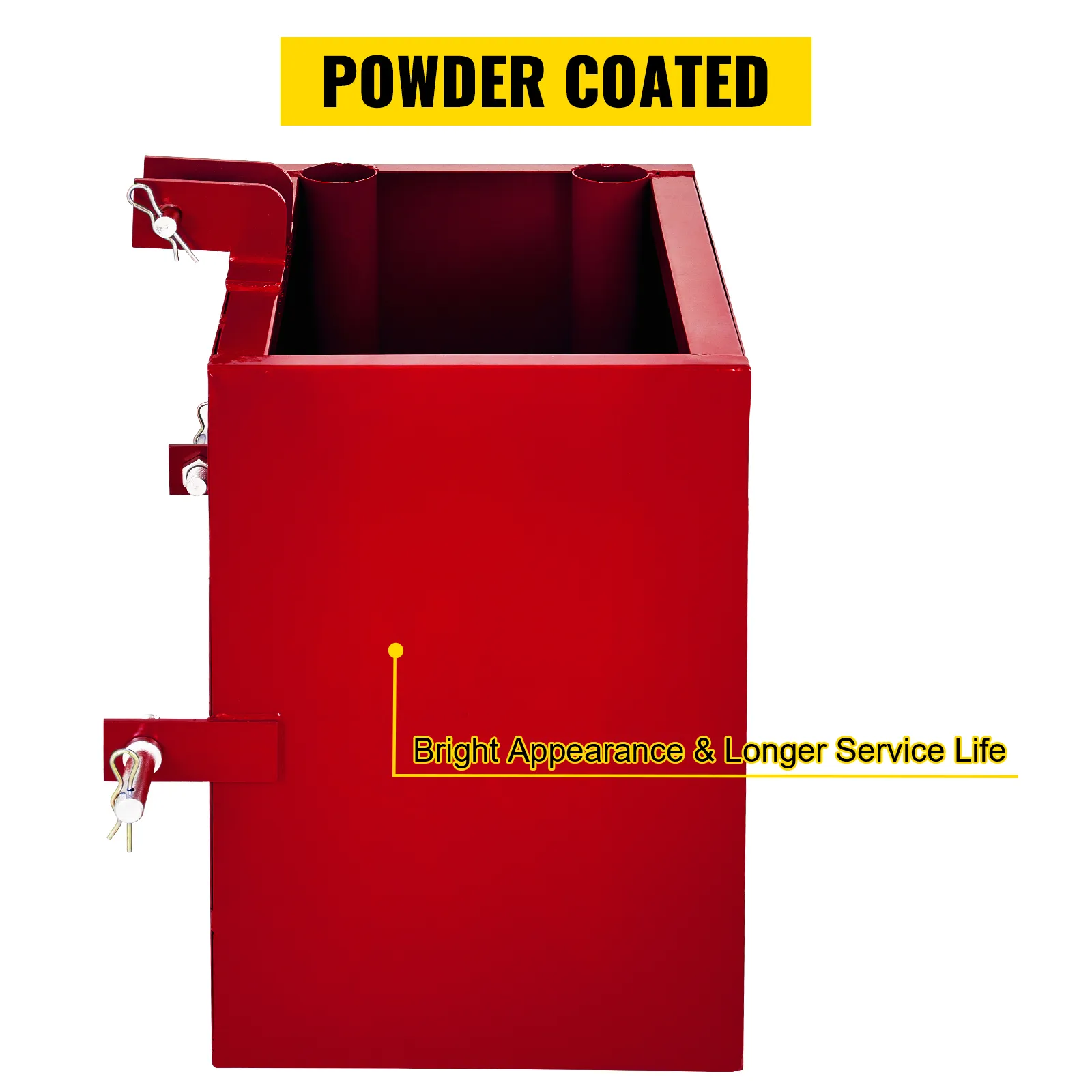 Caja de lastre roja VEVOR de 3 puntos con acabado con recubrimiento en polvo para mayor durabilidad.