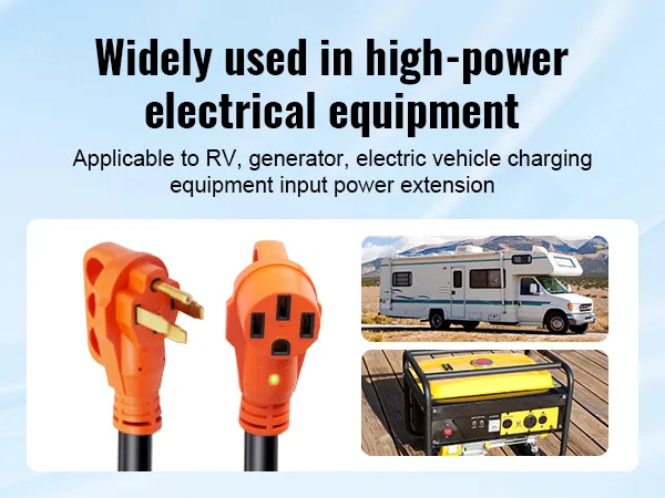 VEVOR rv extension cord for high-power electrical equipment like rvs, generators, and ev charging.