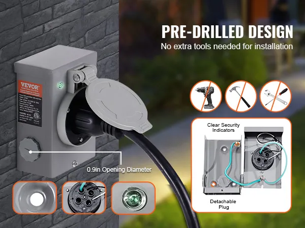 VEVOR generator cord kit in use with pre-drilled design, clear indicators, and detachable plug.