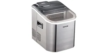 portable VEVOR ice maker in stainless steel with led display and handle.