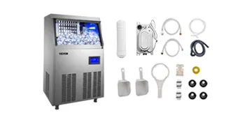 VEVOR ice maker with accessories including filters, scoops, hoses, and connectors.