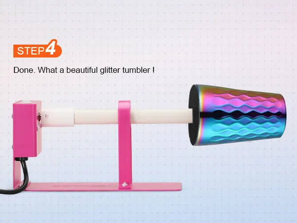 Vaso giratorio VEVOR que muestra un vaso con brillantina terminado en una configuración rosa vibrante.