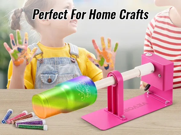 Perfecto para manualidades caseras, volteador de tazas VEVOR con vasos coloridos, purpurina y fondos para pintar para niños.