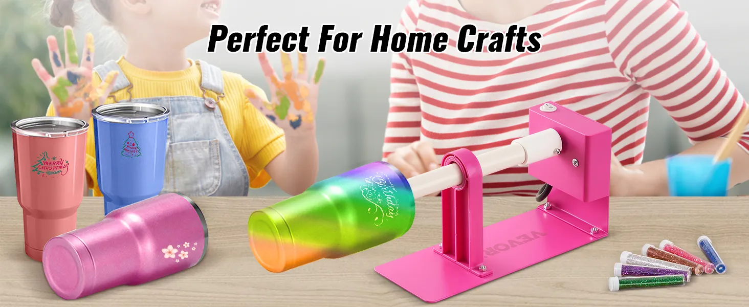 Perfecto para manualidades caseras, volteador de tazas VEVOR con vasos coloridos, purpurina y fondos para pintar para niños.