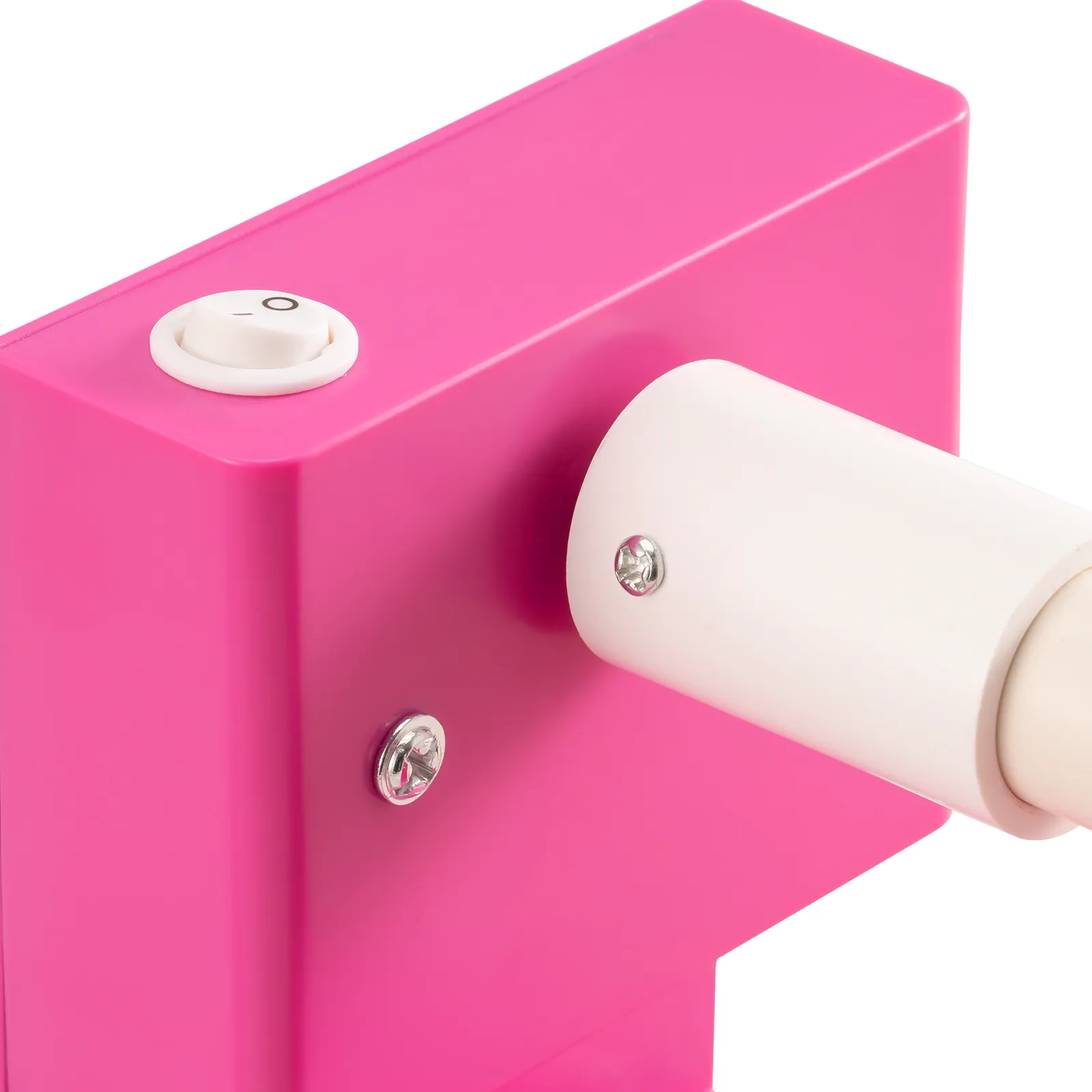 Volteador de tazas VEVOR de color rosa con varilla blanca e interruptor de encendido en la parte superior izquierda.