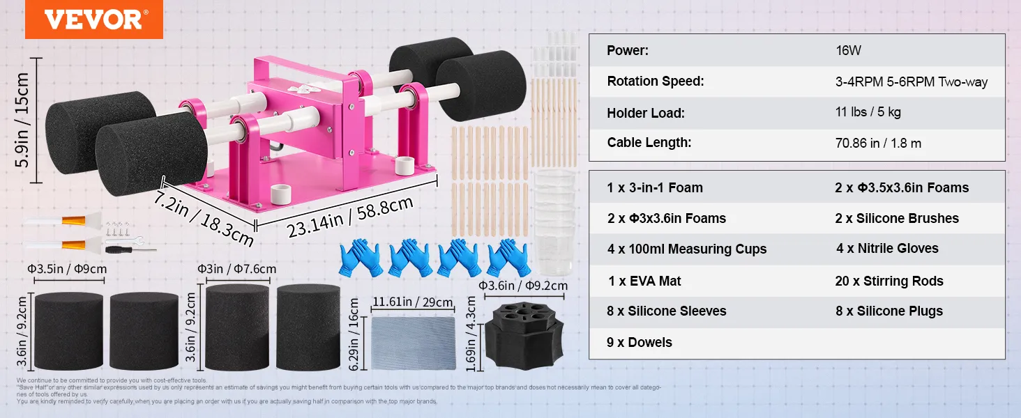 VEVOR - Volteador de 4 tazas con espumas, guantes, cepillos, tazas medidoras, tacos, varillas para mezclar y tapones de silicona.