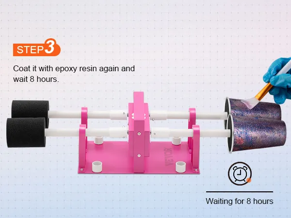 Paso 3 para el volteador de 4 tazas VEVOR: aplicar resina epoxi en los vasos y esperar 8 horas.