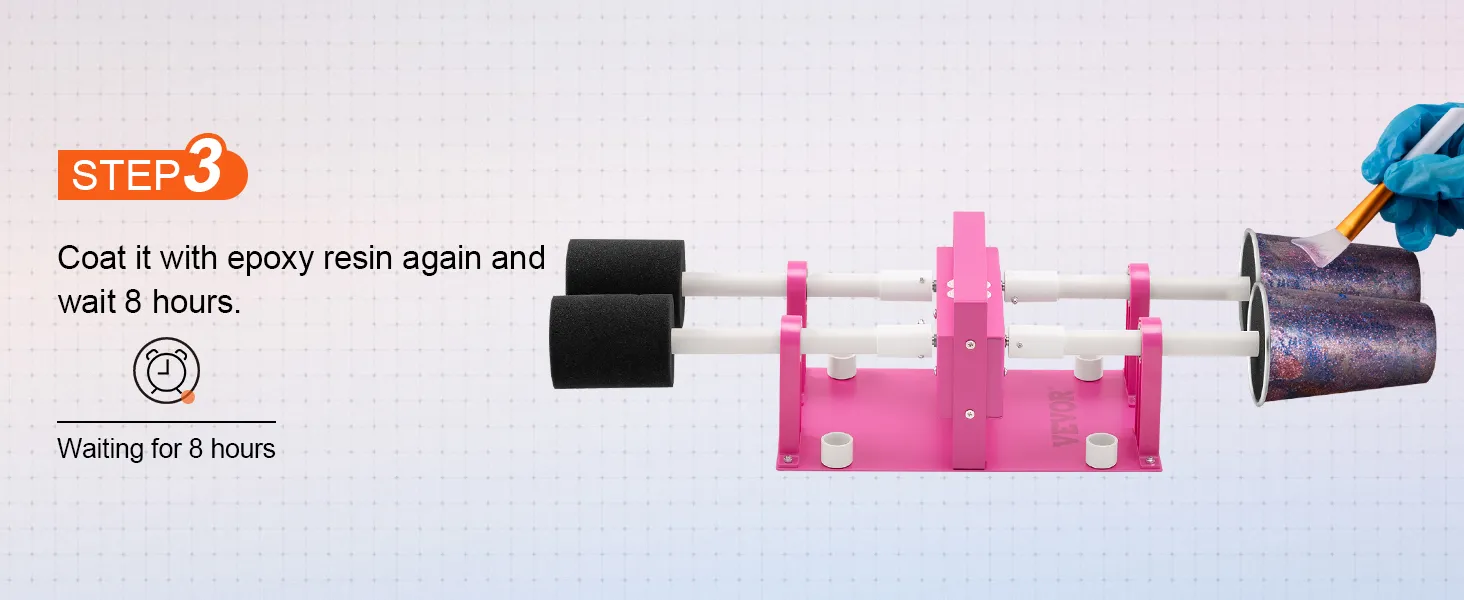 Paso 3 para el volteador de 4 tazas VEVOR: aplicar resina epoxi en los vasos y esperar 8 horas.