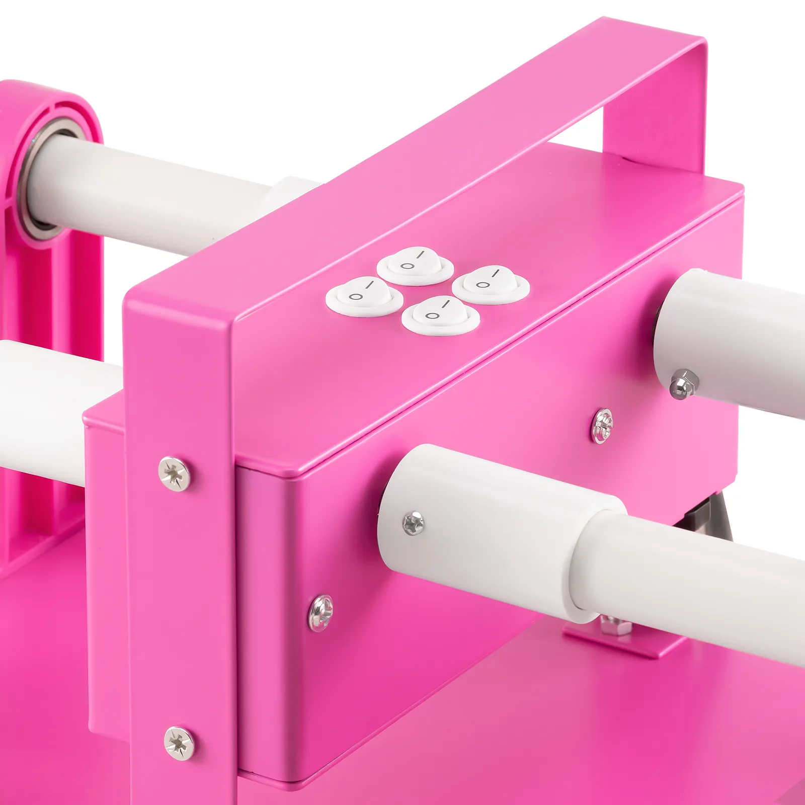 Volteador de tazas VEVOR rosa de 4 piezas con interruptores de control y varillas blancas.