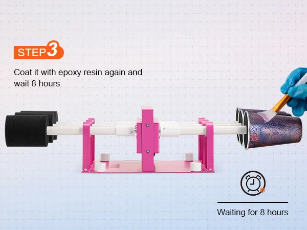 Paso 3: aplique resina epoxi en los vasos usando el volteador de vasos VEVOR y espere 8 horas.