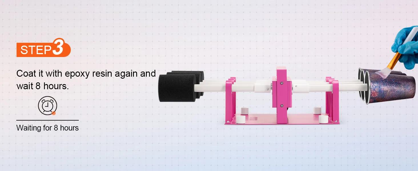 Paso 3: aplique resina epoxi en los vasos usando el volteador de vasos VEVOR y espere 8 horas.
