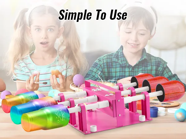 VEVOR - Volteador de vasos con vasos de colores sobre una mesa, con niños haciendo manualidades en el fondo.