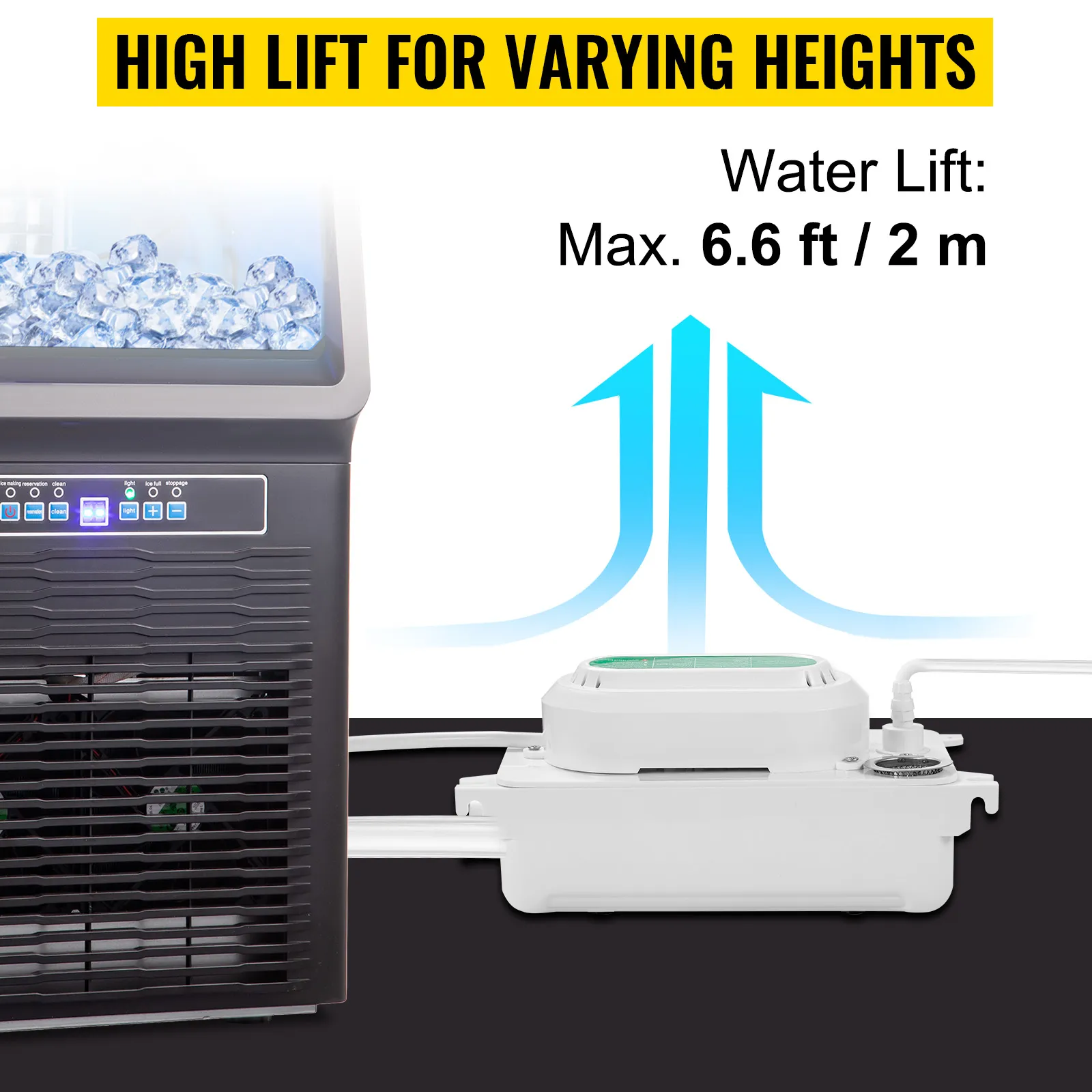 Bomba de condensado VEVOR, gran elevación para diferentes alturas, elevación máxima de agua 6,6 pies / 2 m.