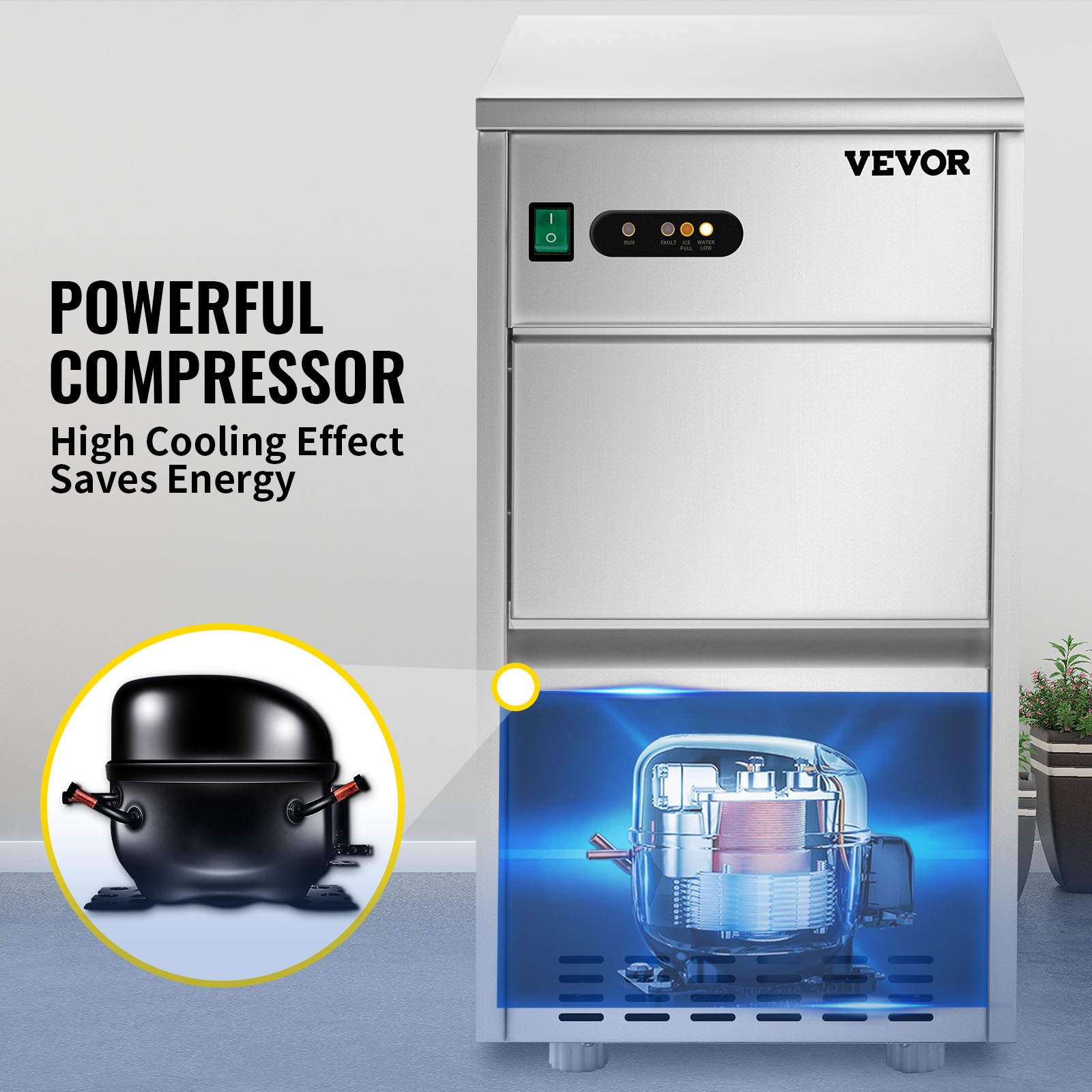 VEVOR 110V Commercial Snowflake Ice Maker 44LBS/24H, ETL