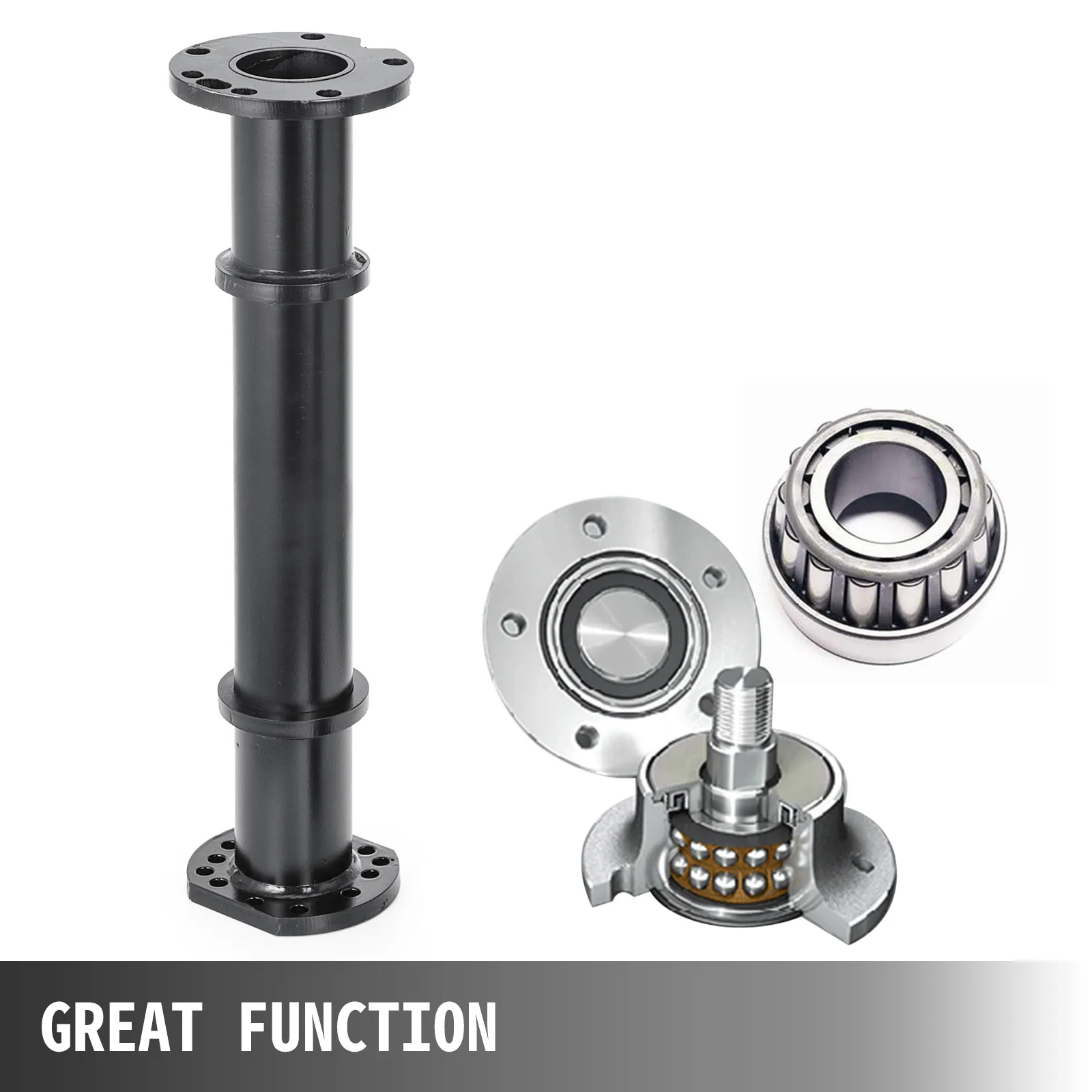 Extractor de cojinetes del eje trasero VEVOR con eje principal y primer plano de los cojinetes.