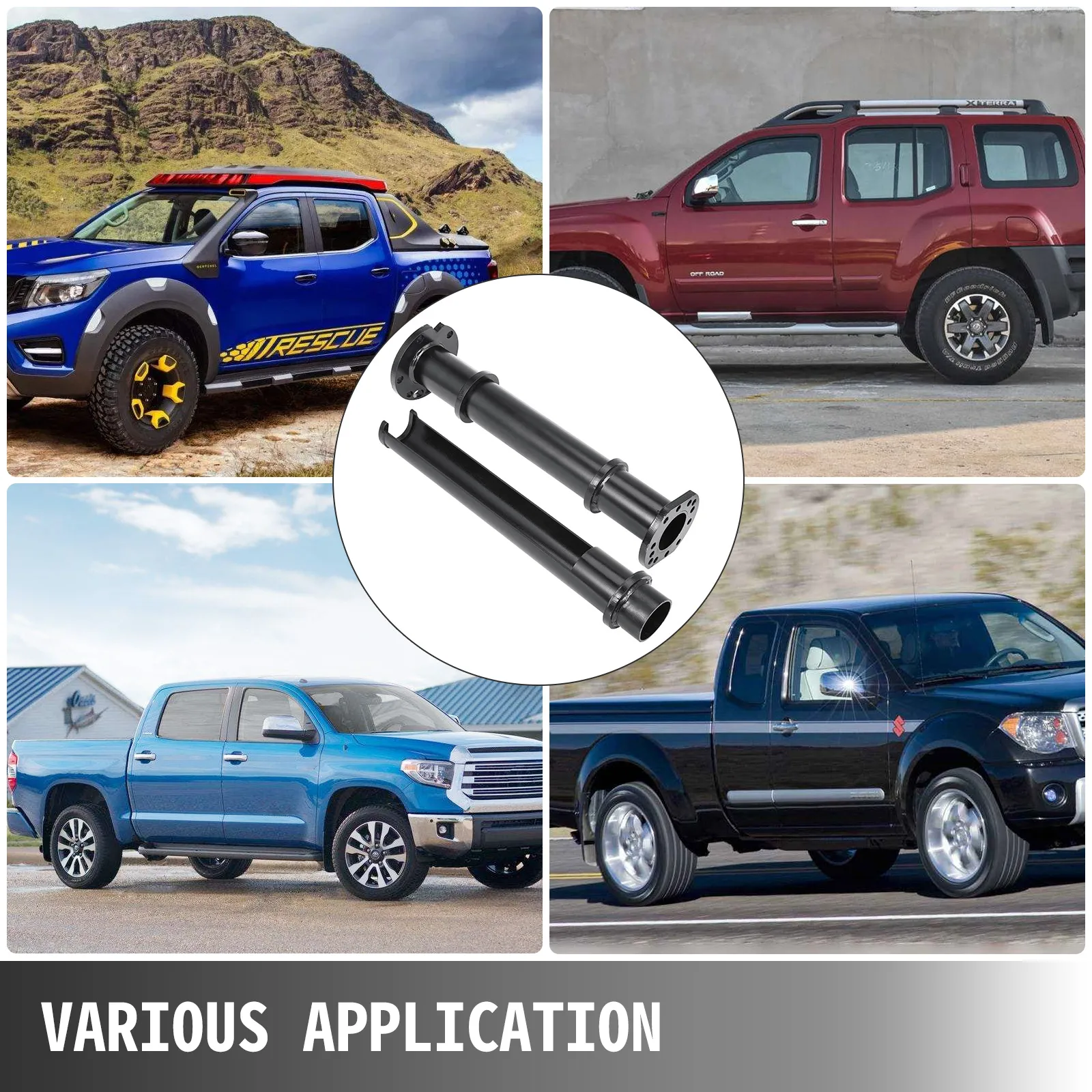 VEVOR toyota rear axle bearing puller with various truck models in background.