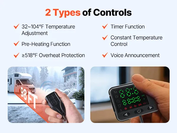 VEVOR Diesel Air Heater, 8 kW DC12-24V, Fast Heating Diesel Parking Heater with Remote Control and Color Digital Display, Low Noise, Voice Announcement, for RV, Truck, Camper, Van, Boat and Trailer