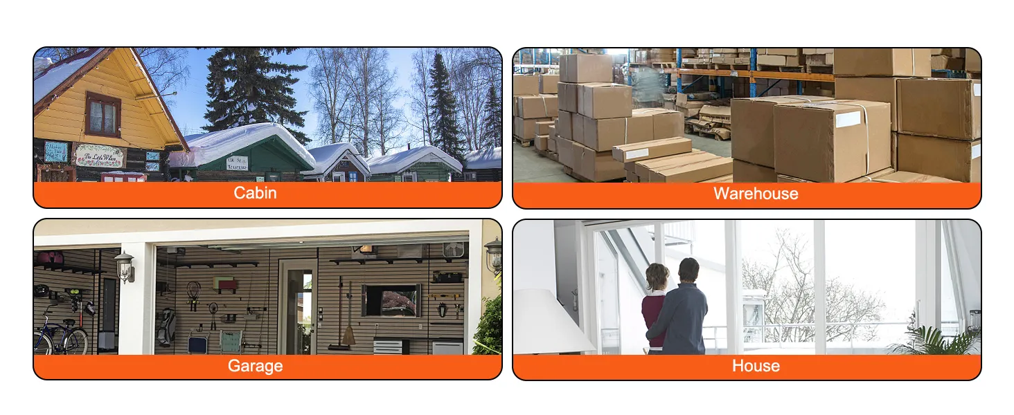 cabin, warehouse, garage, and house settings for VEVOR diesel air heater.