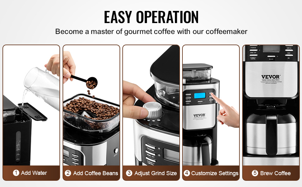 VEVOR Coffee Maker for Office — 8 Cup Grind & Brew