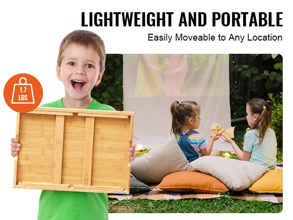 VEVOR bedtafeltje, draagbaar, 1,7 lbs, tentoongesteld door kind, picknickset met kinderen op kussens.