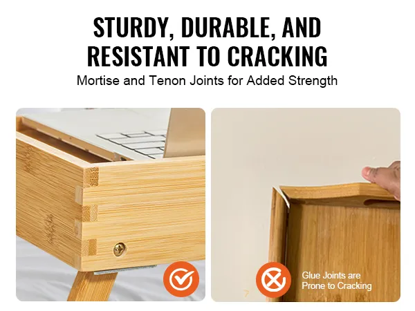 VEVOR-Betttabletttisch mit Zapfenverbindungen, stabil, langlebig und rissbeständig.