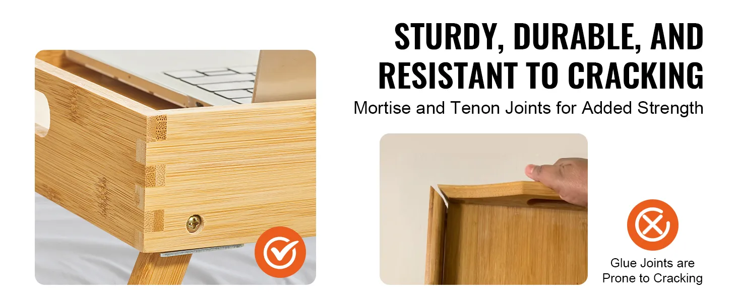 VEVOR-Betttabletttisch mit Zapfenverbindungen, stabil, langlebig und rissbeständig.