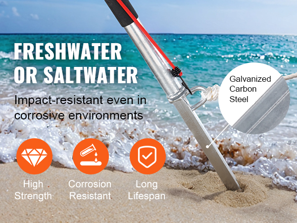 VEVOR Sandspike Bootsanker 91,4 Cm – Verzinkter Stahl, Selbsthämmernd, Für Boote & Jetski