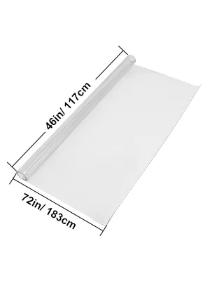 VEVOR clear table cover protector, 46in x 72in, transparent with measurement labels.