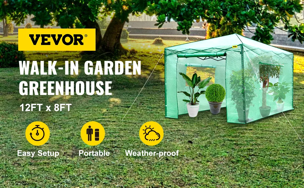 Invernadero emergente VEVOR para jardines, 12 pies x 8 pies, fácil instalación, portátil, resistente a la intemperie
